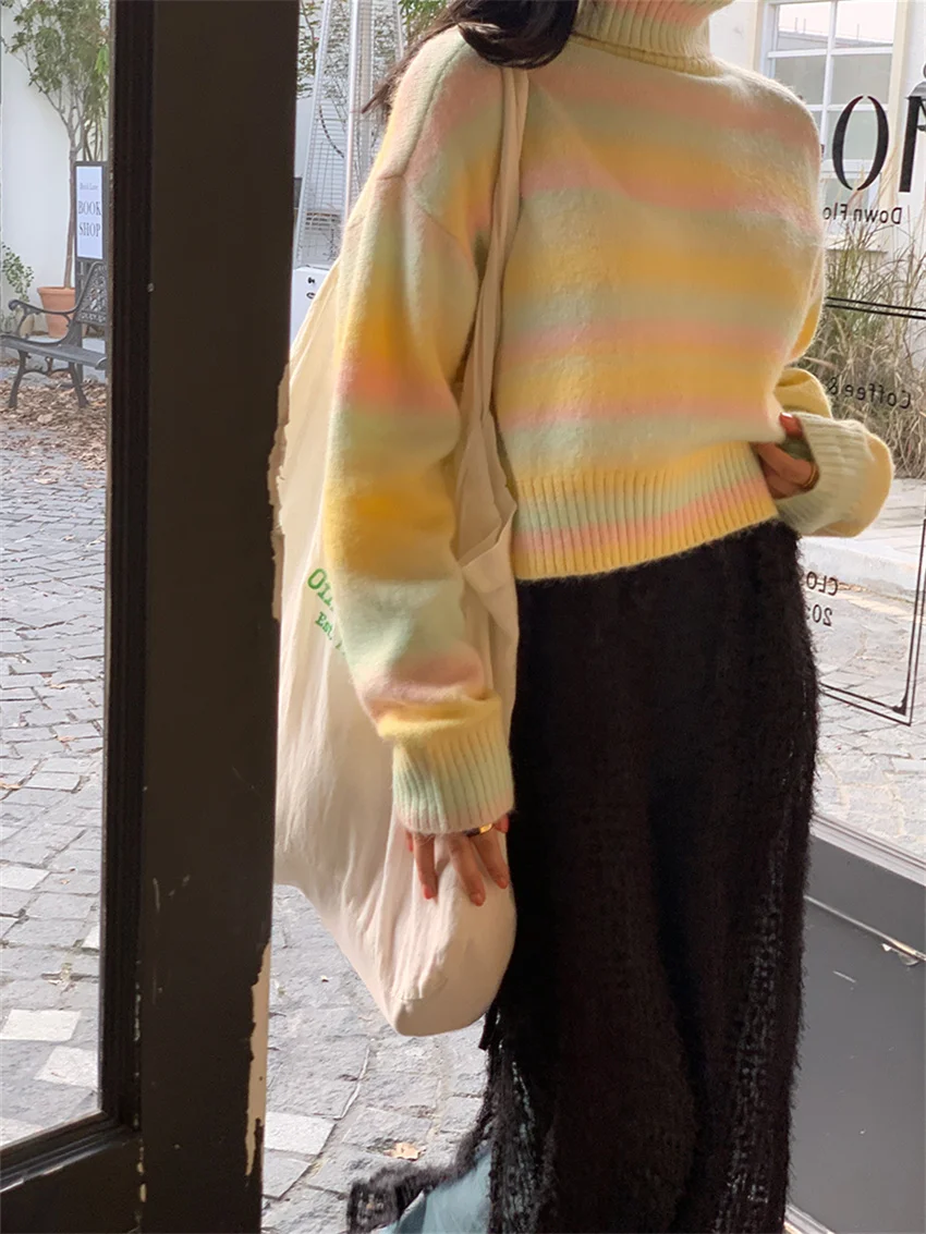 Свитер Женский вязаный Повседневный с воротником-хомутом на осень