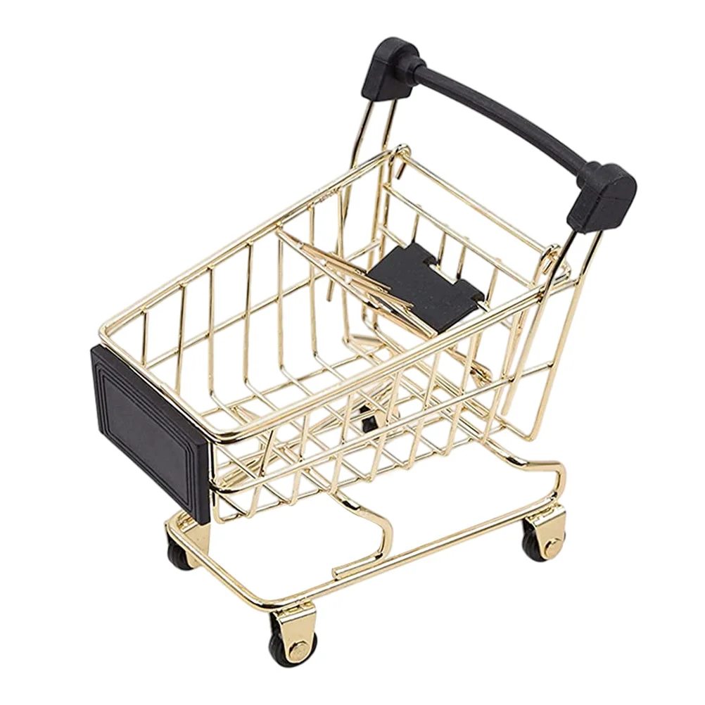 

Cart Storage Basket Shopping Trolley Toy Golden Decor Mini Carts Birthday Gift Kids Snack Container