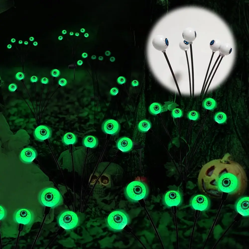 

Scary Eyeballs Solar Garden Lights Halloween Decorations Outdoor Swaying Firefly Ornaments for Lawn Patio Party Decor