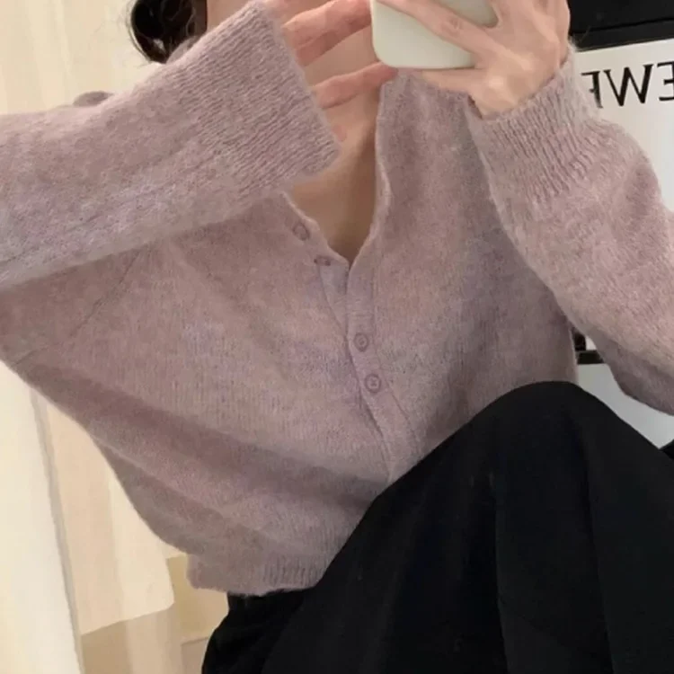 Женский вязаный кардиган с фиолетовой звездой мягкий эластичный во французском