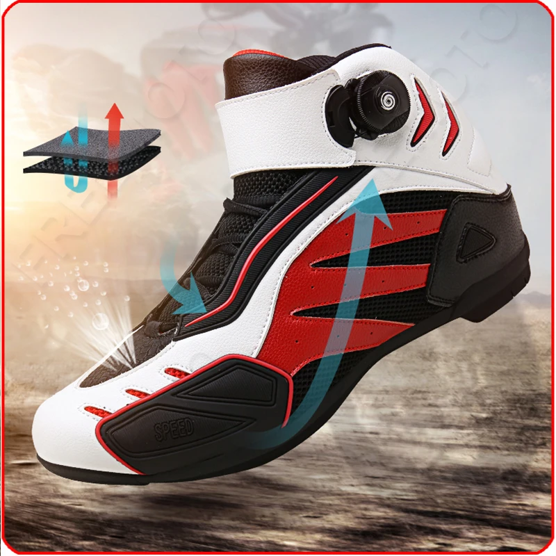 

Мотоциклетные ботинки для мотокросса, мужские ботинки для езды на мотоцикле, гоночные ботинки, мотоботинки с шипами, ботинки для гонок по бе...