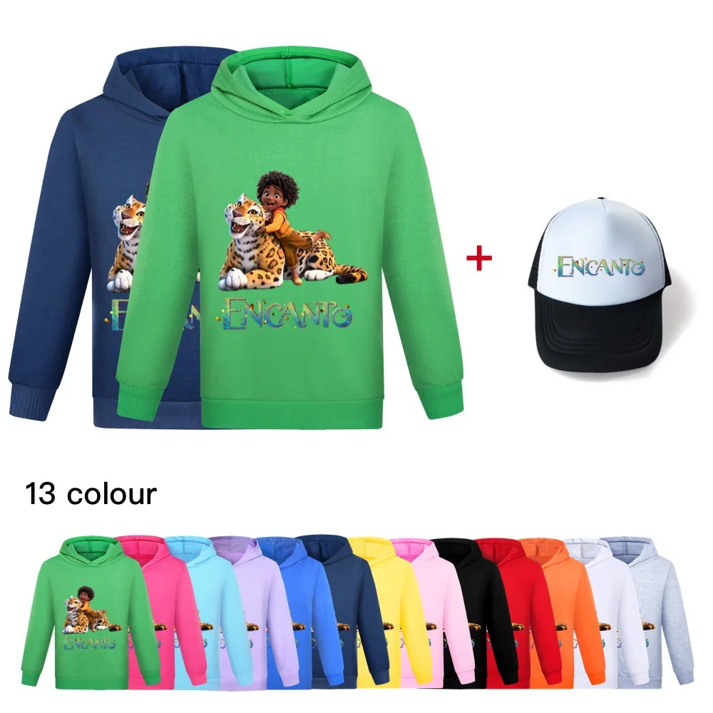 

2022 New Disney Spring Autumn Competition Sweatshirts Baby Boys Casual Cotton Hoodie Print + Hat Girls Kids Toddler Tops