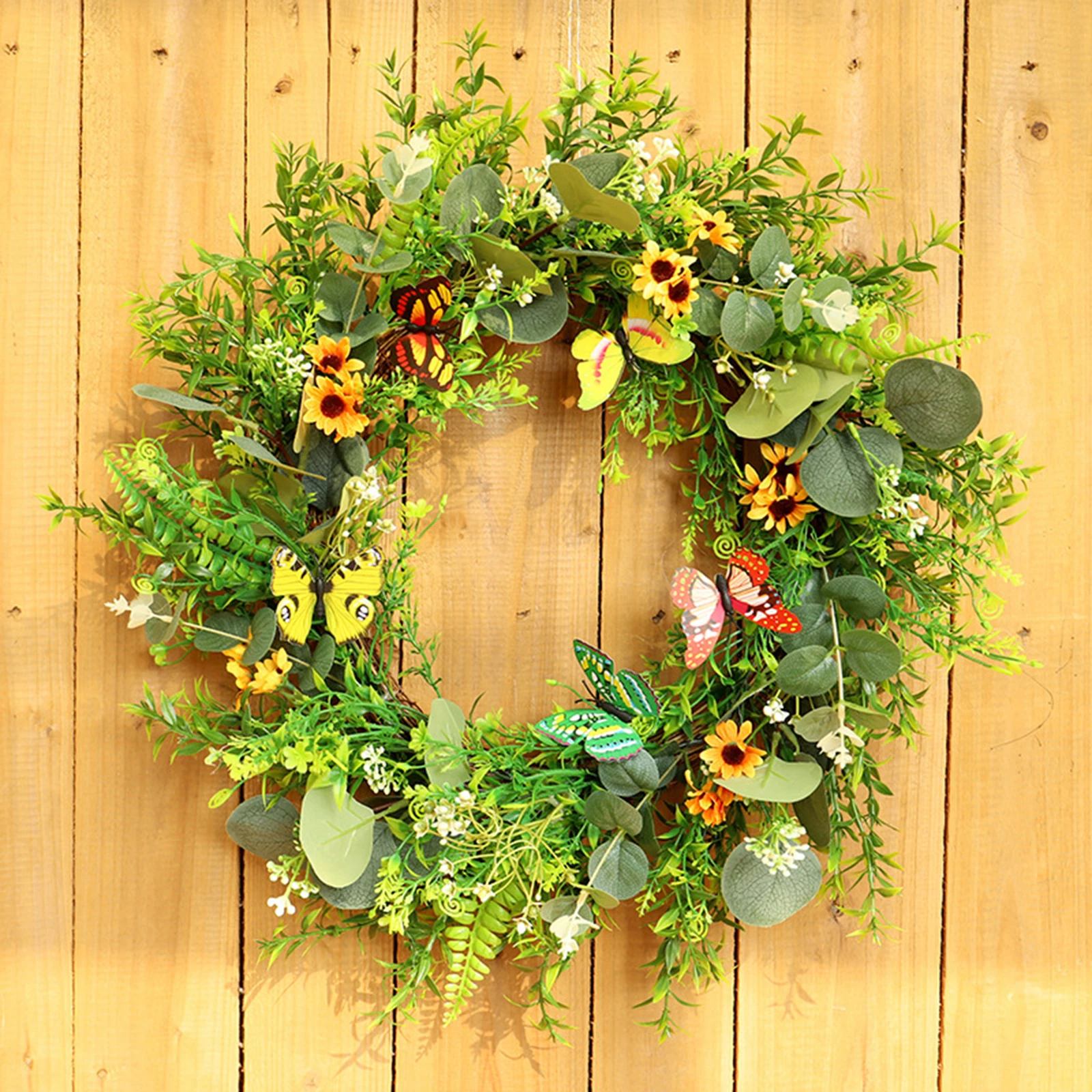 

Artificial Wreath Four Seasons Eucalyptus Round Leaf Tulip Green Plant Silk Flower Front Door Window Wall Hanging Decoration New