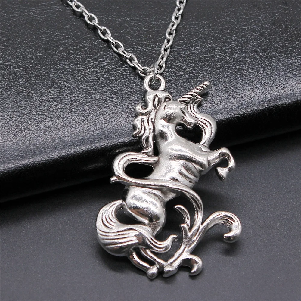 Модное винтажное ожерелье 2 цветов 47x34 мм с подвеской в виде лошади удачи для женщин и мужчин длинная цепочка ожерелье ювелирные изделия аксессуары