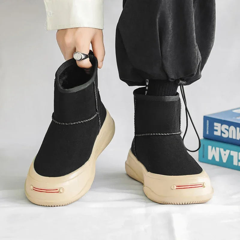 Мужские зимние ботинки с высоким берцем в британском стиле и модные хлопковые