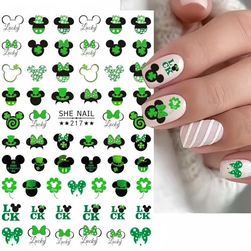 1PCS Disney Nail Stickers Cartoon Mickey For Nails Anime Minnie Princess Series Lion King Mary Cat Art Decoration