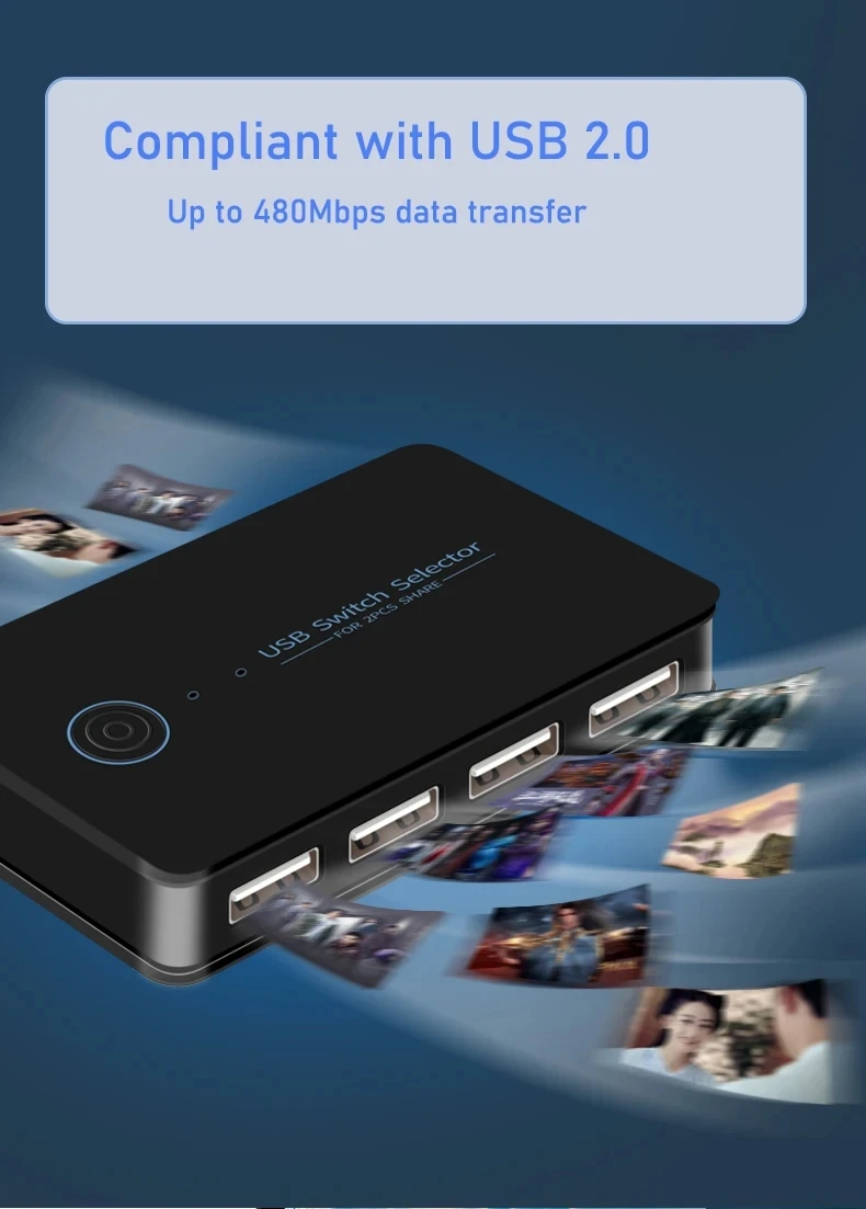 Фото KVM-переключатель USB 3.0 2X4 Переключатель 2 в 4 выхода Переключатель USB 3.0 Контроллер-концентратор Адаптер USB Общий для клавиатуры Принтер Портативный ПК №4