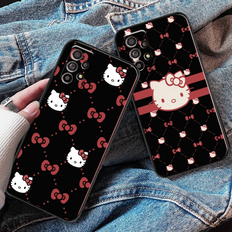 

Hello Kitty Cute For Samsung M11 M12 Phone Case Coque Soft Liquid Silicon Silicone Cover Back Black Funda