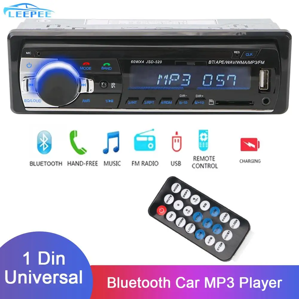 

FM-радиоприемник, стерео, Bluetooth, 1DIN, Автомобильный MP3-плеер, аудио, музыка, USB/SD, автомобильное радио, 12 В, вход AUX