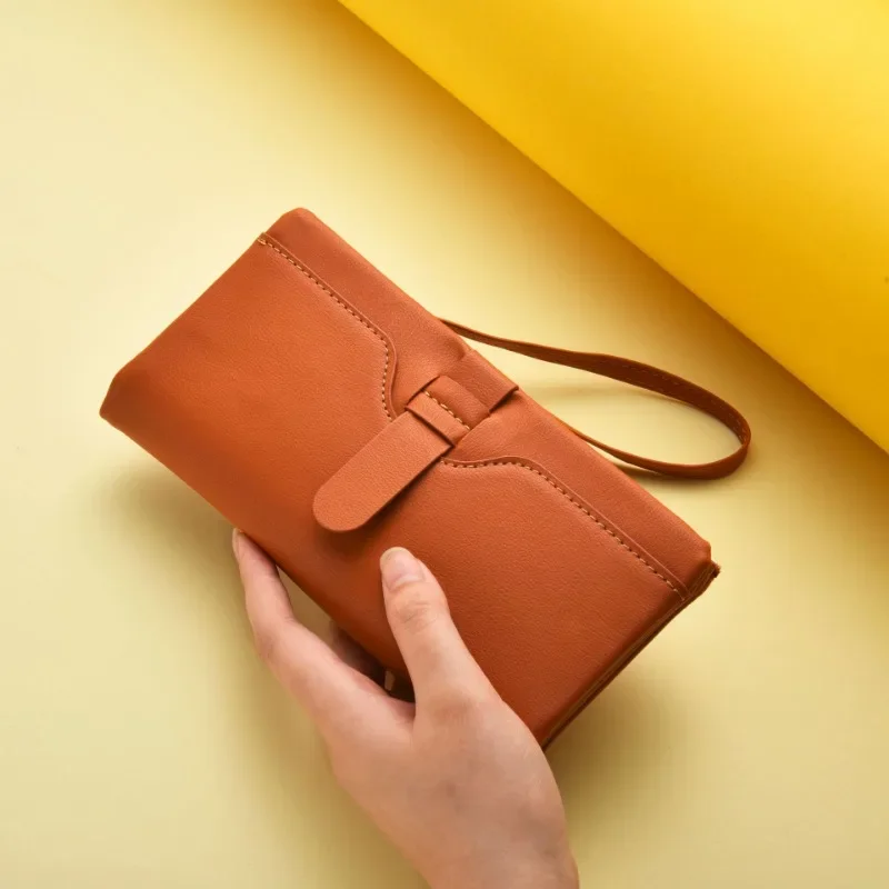 Женский Длинный кошелек из искусственной кожи Модный Универсальный однотонный