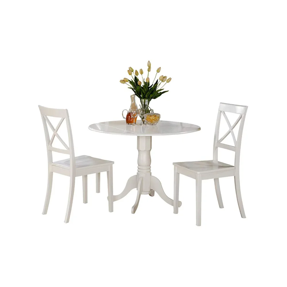 

BOUSSAC Dublin 3 Piece Drop Leaf Dining Table Set with Boston Wooden Seat Chairs