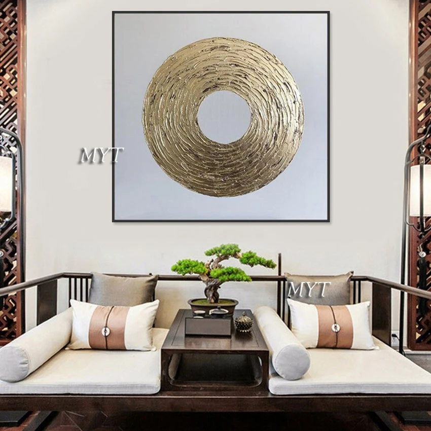 

Latest Arrival Abstract Art Circle Oil Painting Large Contemporary Wedding Decoration Canvas Picture Wall Hand Painted Unframed