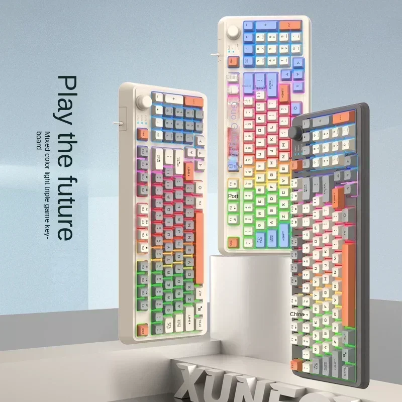 Оригинальная проводная клавиатура XUNFOX K82 RGB Light E-sport игровая и мышь набор