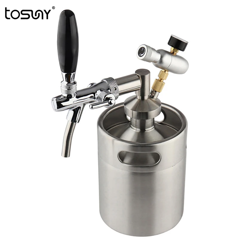 

5L Mini Keg Pressurized Beer Keg System Stainless Steel Mini Keg Growler Adjustable Beer Tap Faucet Premium CO2 Charger Kit