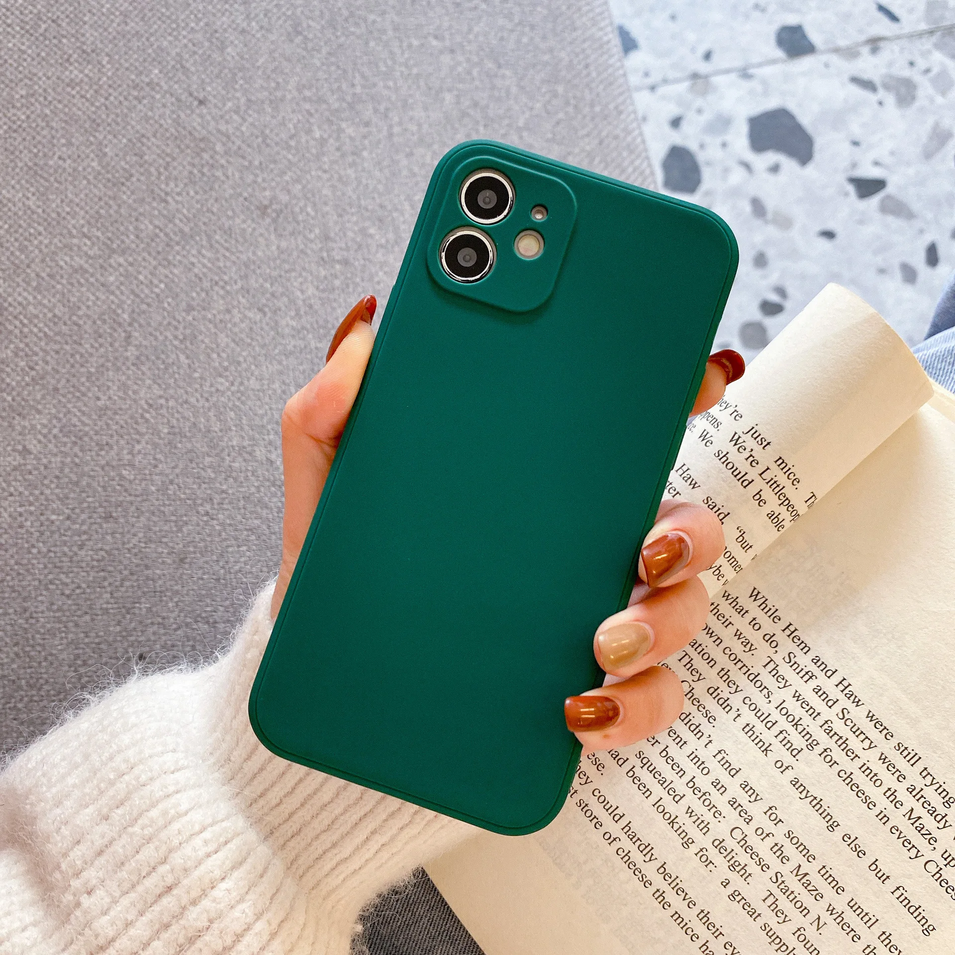 Фото Розовый армированный чехол из ТПУ с прямыми краями кубика Рубика для iPhone 16 15 14 13 12 11 Pro Max 7 Plus полное покрытие с защитой от падения №3