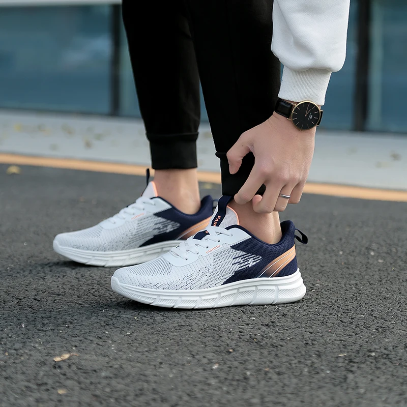 

2023 New Spring Autumn Men's Daily Shoes Casual Sports Fashion Breathable Flat Bottom Outdoor Running Light Men Sneakers Zapatos