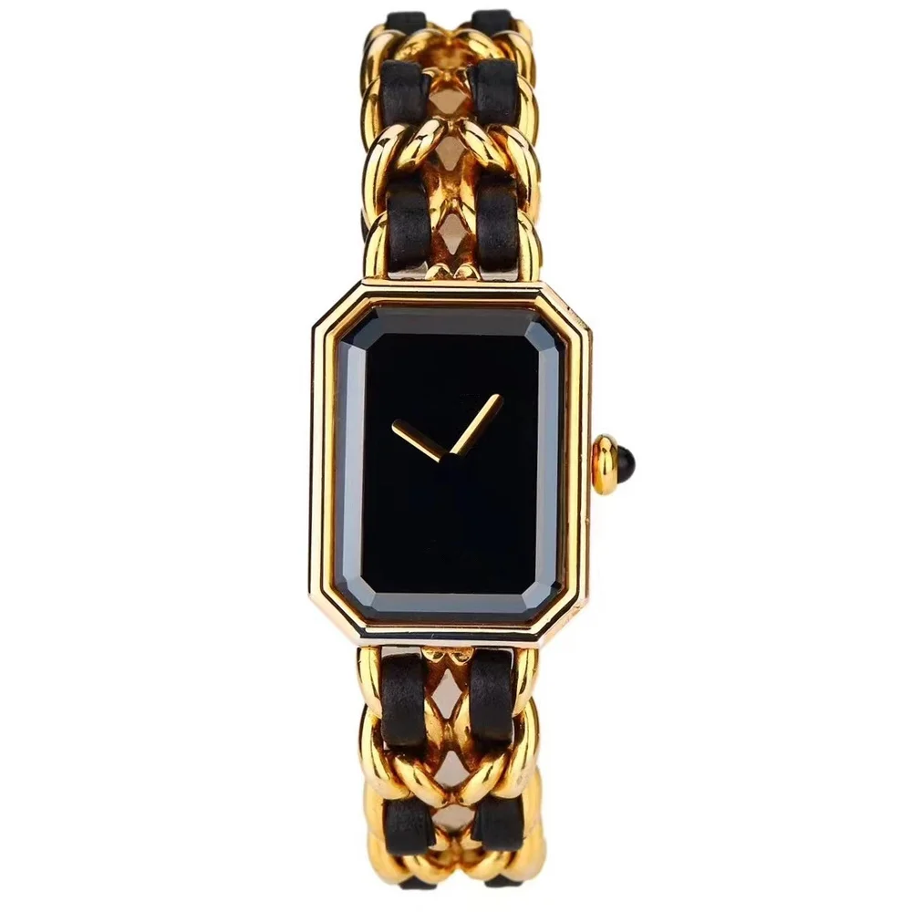 

Новинка 2023, женские часы, роскошный стиль, маленький циферблат, квадратный циферблат, ретро, плетеная цепь, кожаный стальной ремешок, указка, кварцевые простые часы