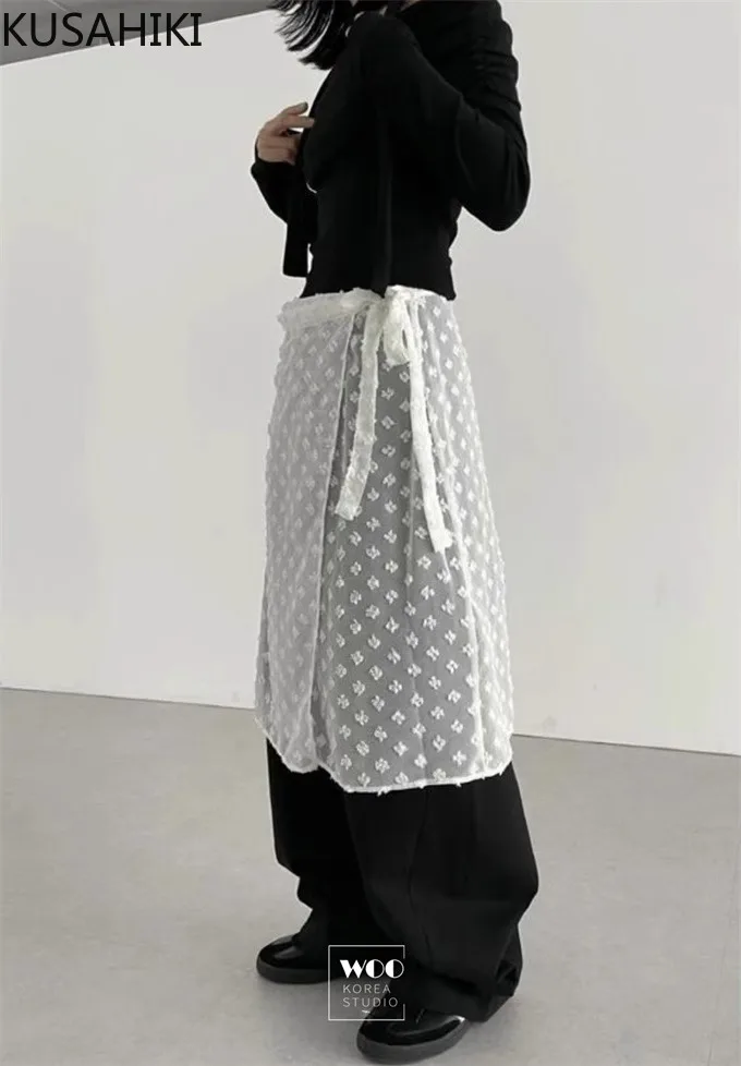 Корейская модная многослойная юбка kusхитки с небольшим цветочным галстуком и