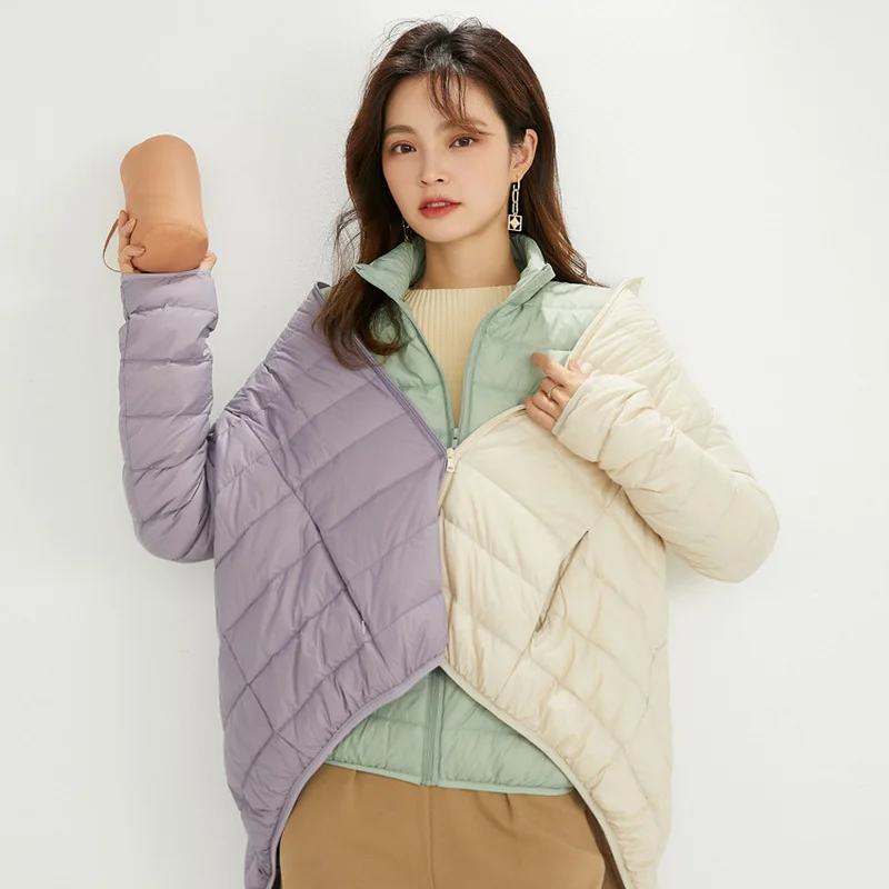 

2022 Spring Women Jackets 90% White Duck Down Fashion Slim Fit Ultra Lightweight Packable Puffer Jacket 12 Colors Brnad Coats