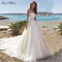 elegant ivory wedding dresses for women boho sweetheart appliques lace bridal dress backless wedding gowns vestidos de novia