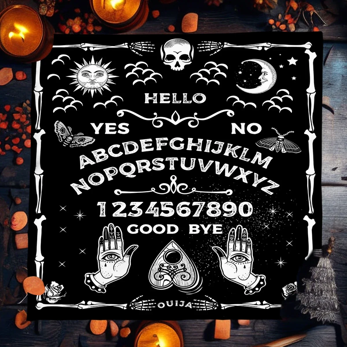 Ouija Board Tarot Card Tablecloth Gothic Moon Wicca Altar Cloths Mystical Pagan Table Cover Home Room Decor