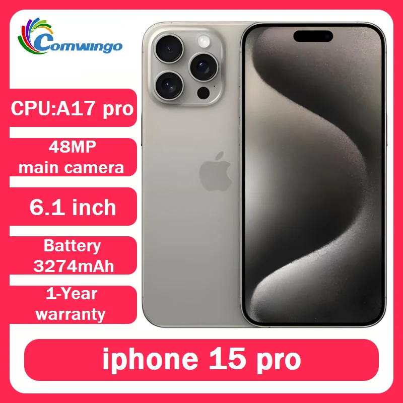 Фото Оригинальный iPhone 15 pro Dual eSIM 6.1, оригинальный LTPO Super Retina XDR OLED Face ID NFC A17Pro, 8 ГБ, 128/256 ГБ, 98% новый сотовый телефон 5G №1