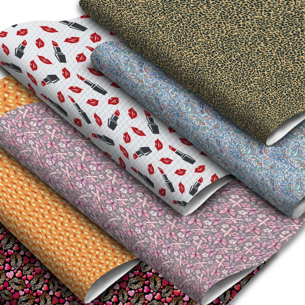 

Модная помада и Леопардовый цветочный принт из искусственной кожи в рулоне 30x136 см для бантов своими руками