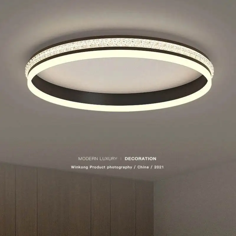 

Современная Художественная потолочная Светодиодная лампа для гостиной, скандинавский роскошный хрустальный черный потолочный светильник, декоративные лампы для спальни, коридора