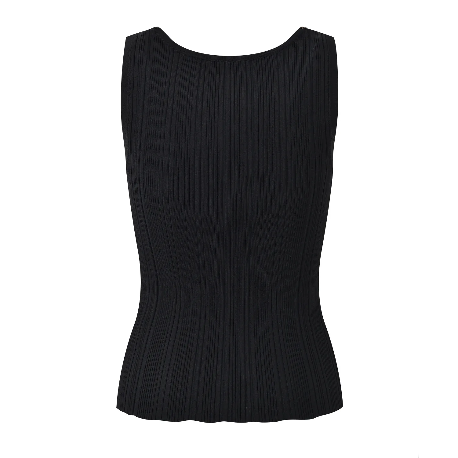 Женский дизайнерский Топ со стразами без рукавов эластичный облегающий вязаный