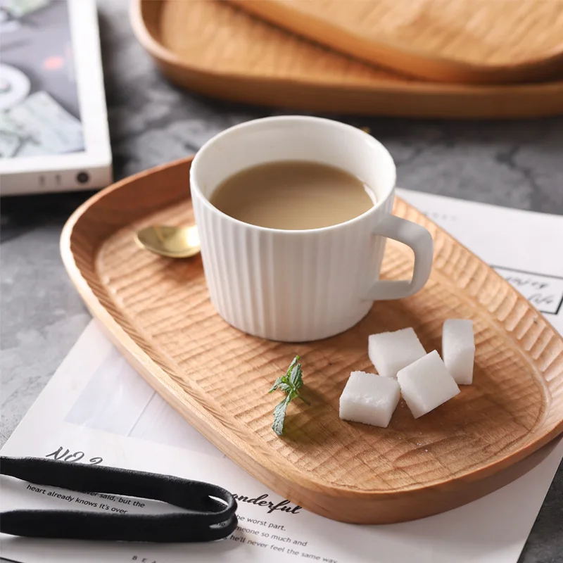 

Japanese Style Tray Handmade Tea Tray Solid Wood Carved Fruit Tray Kung Fu Tea Tray Walnut Snack Plate Creative Simple Wooden