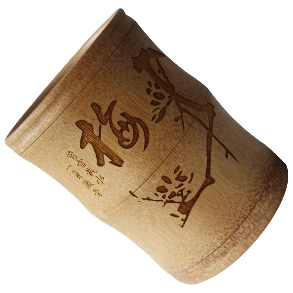 

Holder Pen Cup Brush Pot Storage Chinese Desk Organizer Wood Stand Makeup Bamboo Holders Container Accessories Kids Kawaii