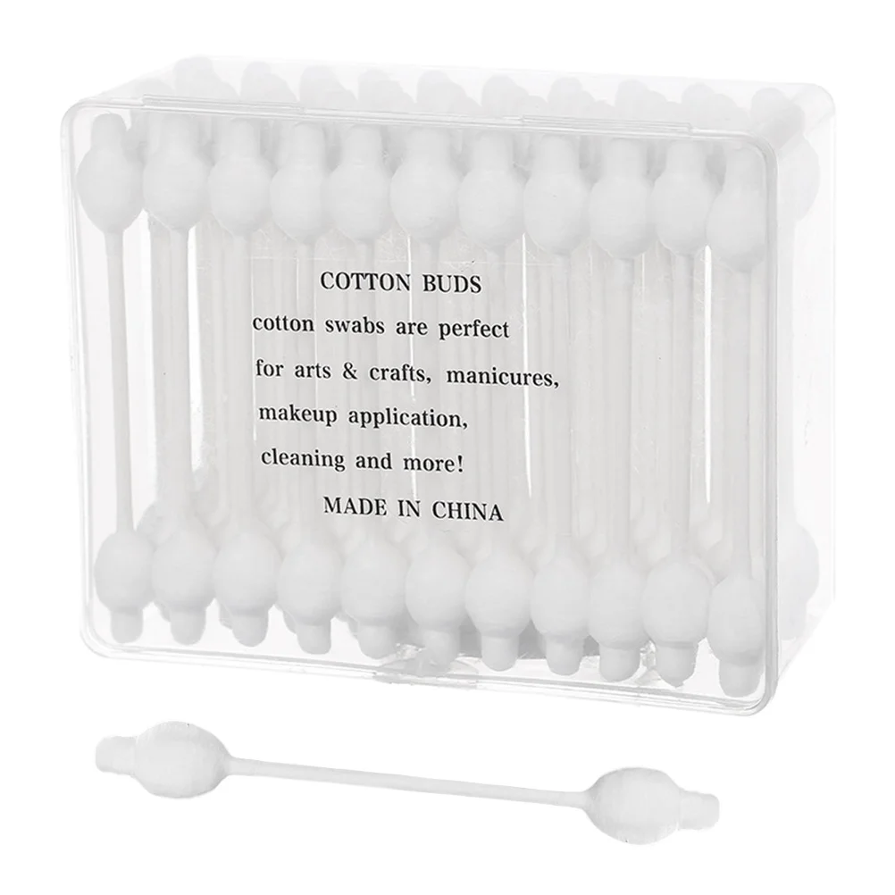 

110pcs of 2 Box Disposable Swab Double-Headed Cotton Portable Cleaning Sticks Multi-use Cotton Swab for Home Baby Travel