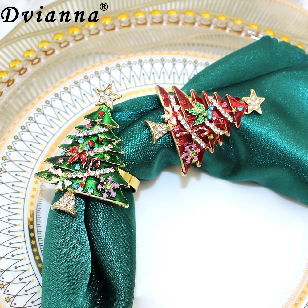 

12Pcs Christmas Tree Napkin Ring Farmhouse Pine Cone Napkin Buckles for Wedding Party Dinner Christmas Decoration HWC201