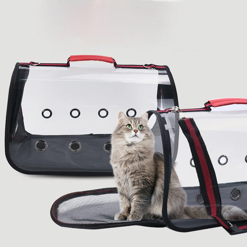 

Dog Pet Bag Cat Carrier Backpack for Outdoor Portable Breathable Shoulder Transparent Pets Outing Bag New Design Wholesale CW303