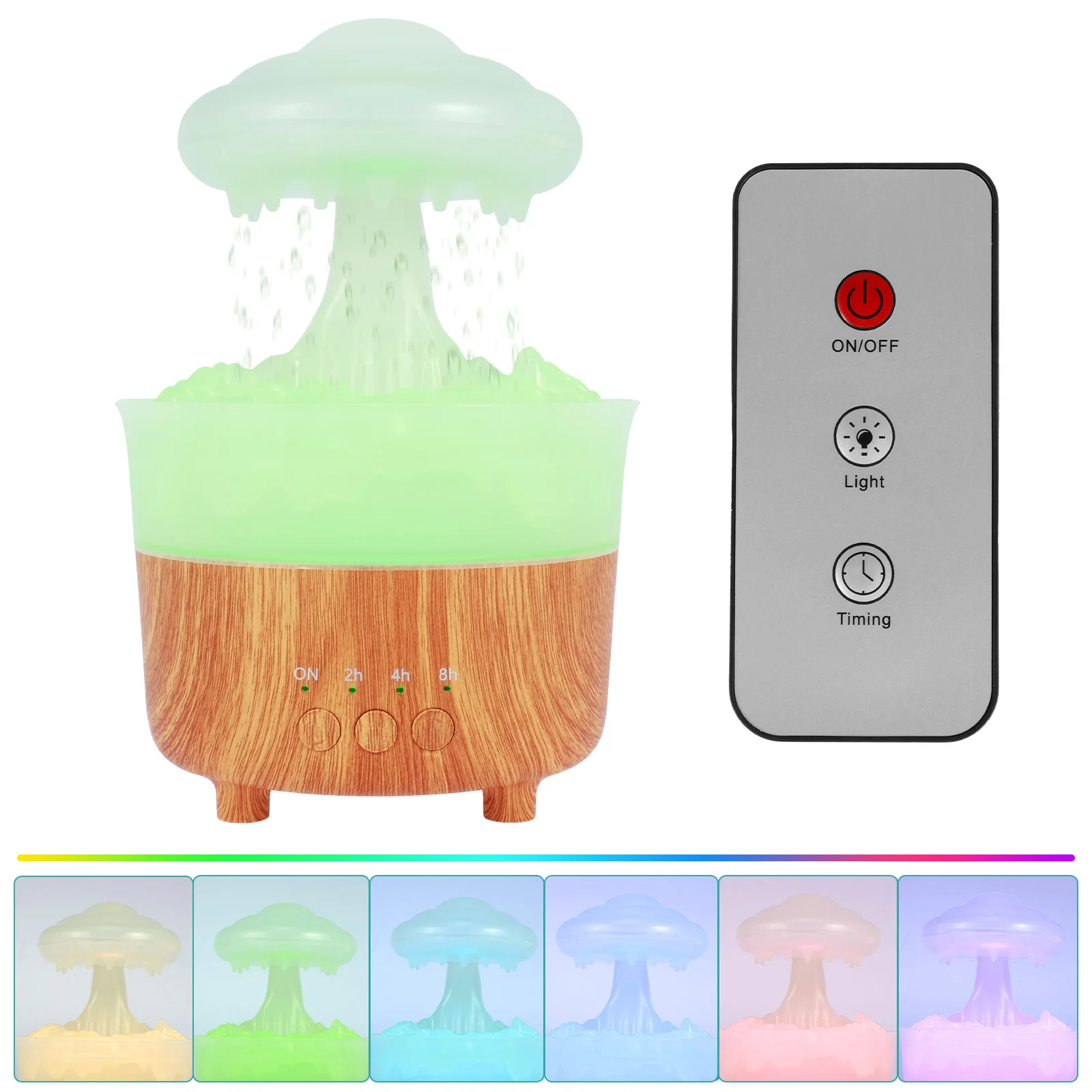 

New Rain Cloud Humidifier Water Drip 7 Light Colours Rain Cloud Humidifier Waterfall Lamp Relaxing Mushroom Diffuser Humidifier