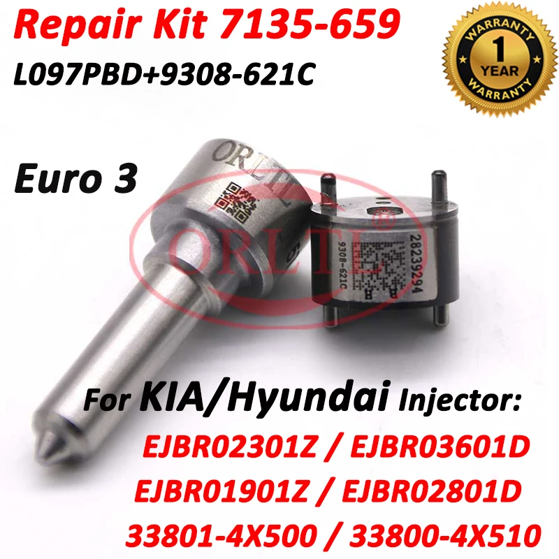 

Комплект форсунок инжектора L097PBD + 9308-621C (7135-659) для инжектора HYUNDAI KIA EJBR02301Z,EJBR00901Z,EJBR03601D,EJBR01901Z