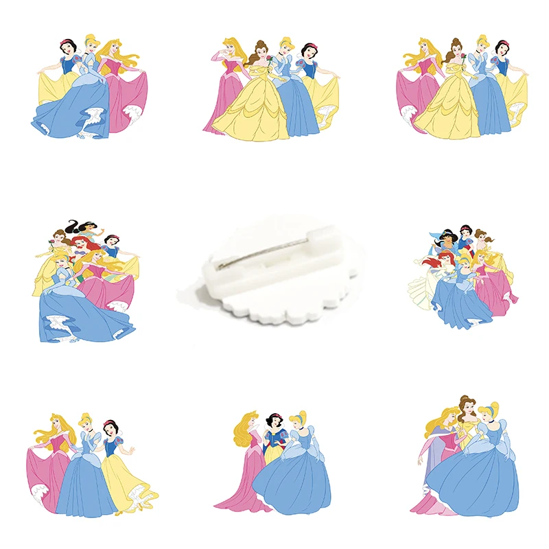 

Брошь из эпоксидной смолы для детей и женщин, акриловые значки с принцессой из Диснея Жасмин, русалочкой Ариэль, модное Ювелирное Украшение