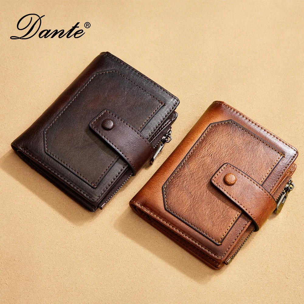 Мужской кожаный кошелек на молнии с несколькими слотами для карт короткий RFID