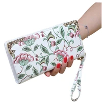 nordic wallet womens long soft leather embroidery clutch bag ladies wallet 2022 new handbag change card mobile phone bag