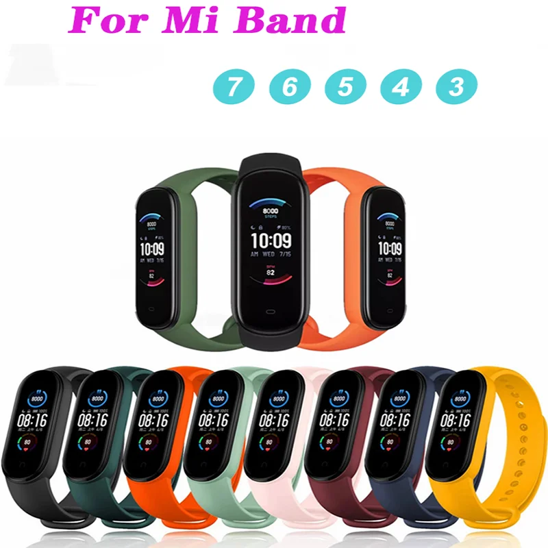 

Strap for Xiaomi Mi Band 7 6 5 4 Sport Bracelet watch Silicone wrist strap For xiaomi mi band 3 4 5 bracelet Miband 4 3 5 Strap