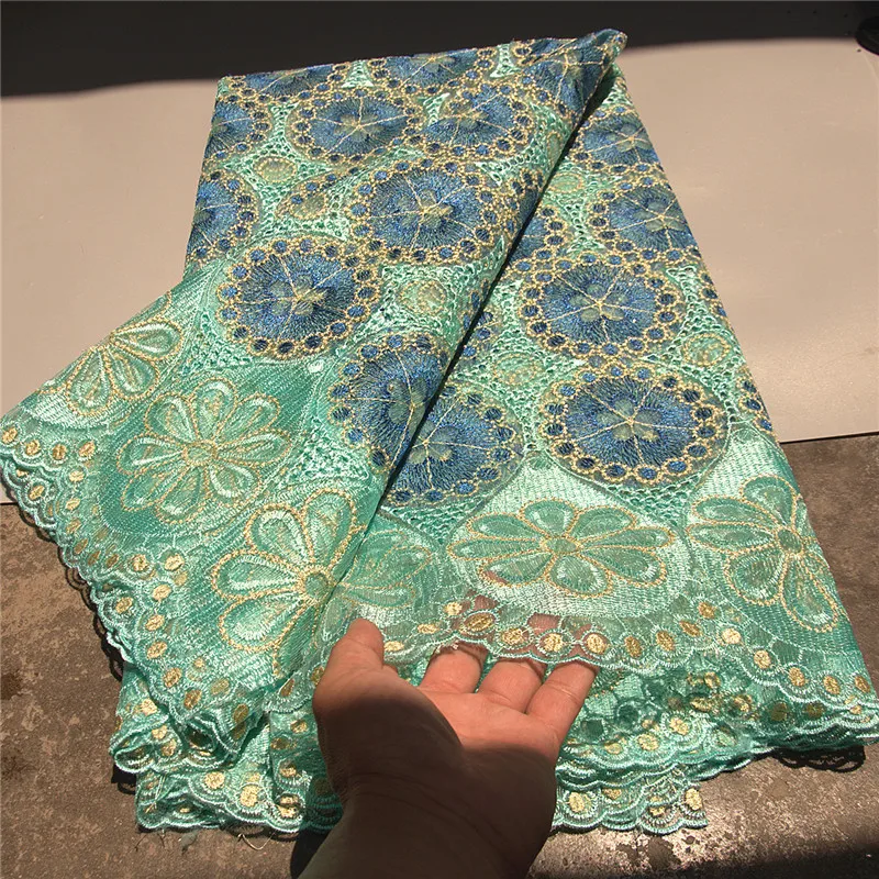 

5 Yard Newest Hot Selling French Lace with beads African Tulle Cord Lace Net Embroidered Fabric For Wedding Party PS072501