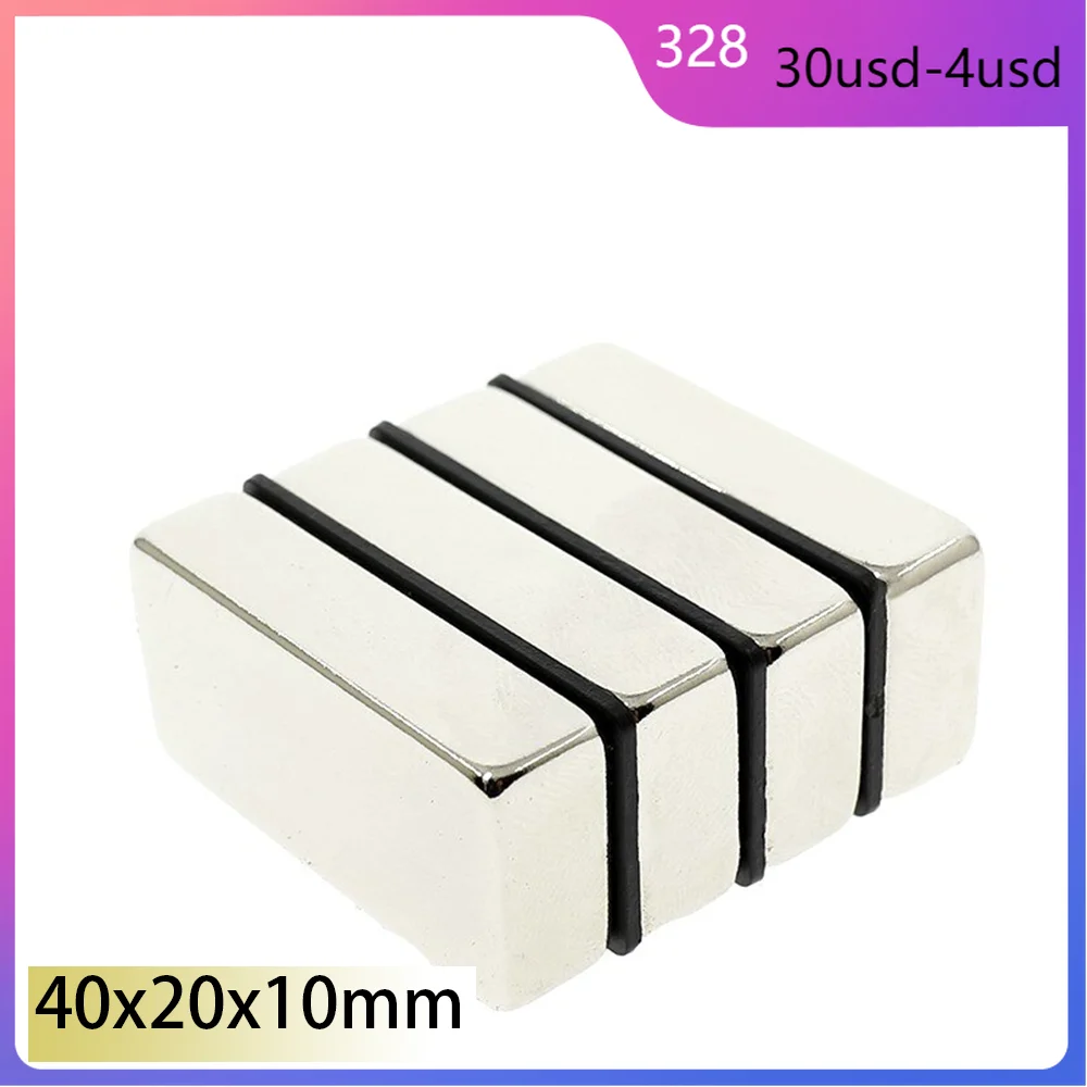 

20/25pcs 40x20x10mm Rectangle Square Neodymium Bar Block Strong Magnets Rare Earth Magnets Search Magnetic Bar for Toy Glass