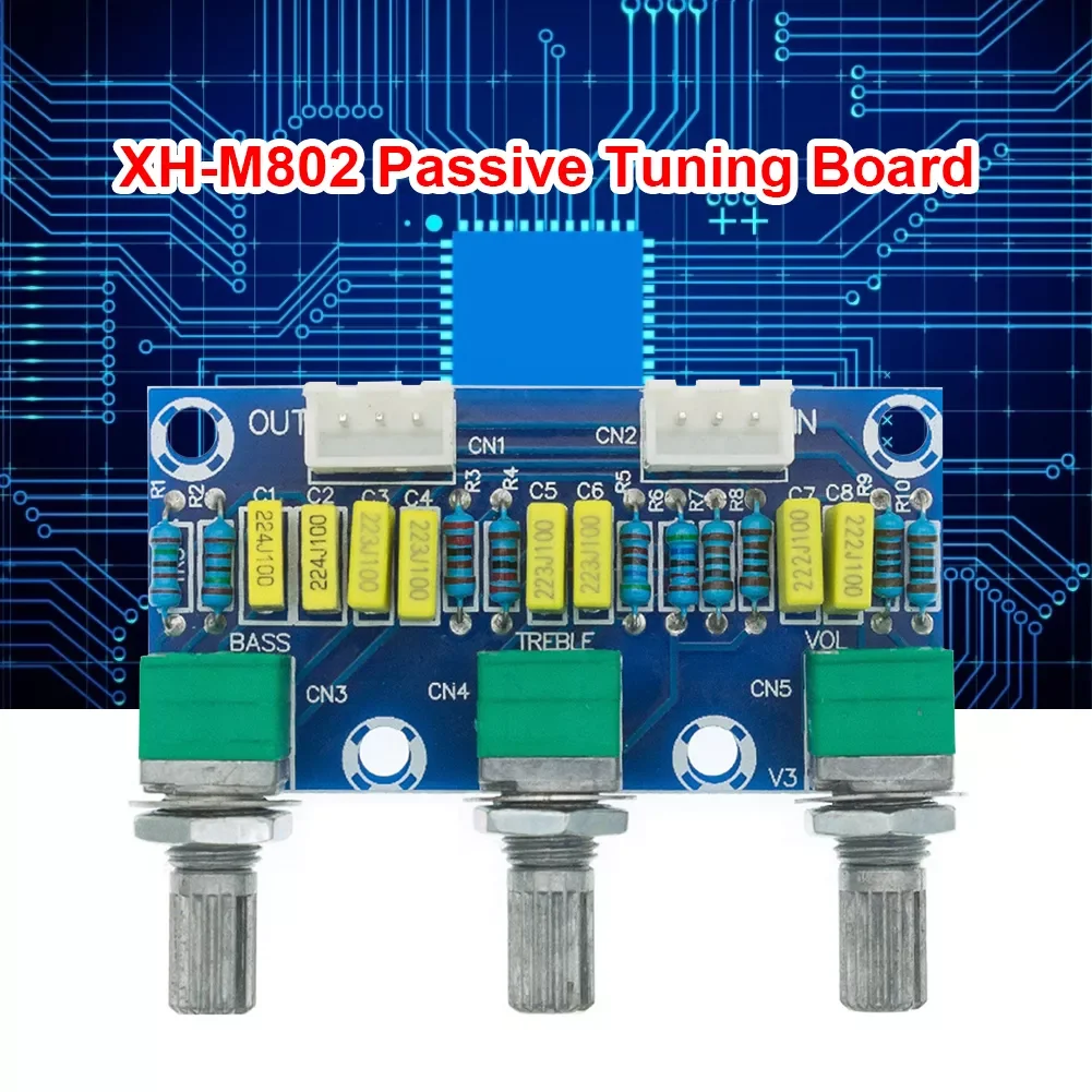 

XH-M802 Passive Tone Board Amplifier Preamp Power Module Adjustable Low High Sound HIFI Level Grade Volume Control Board