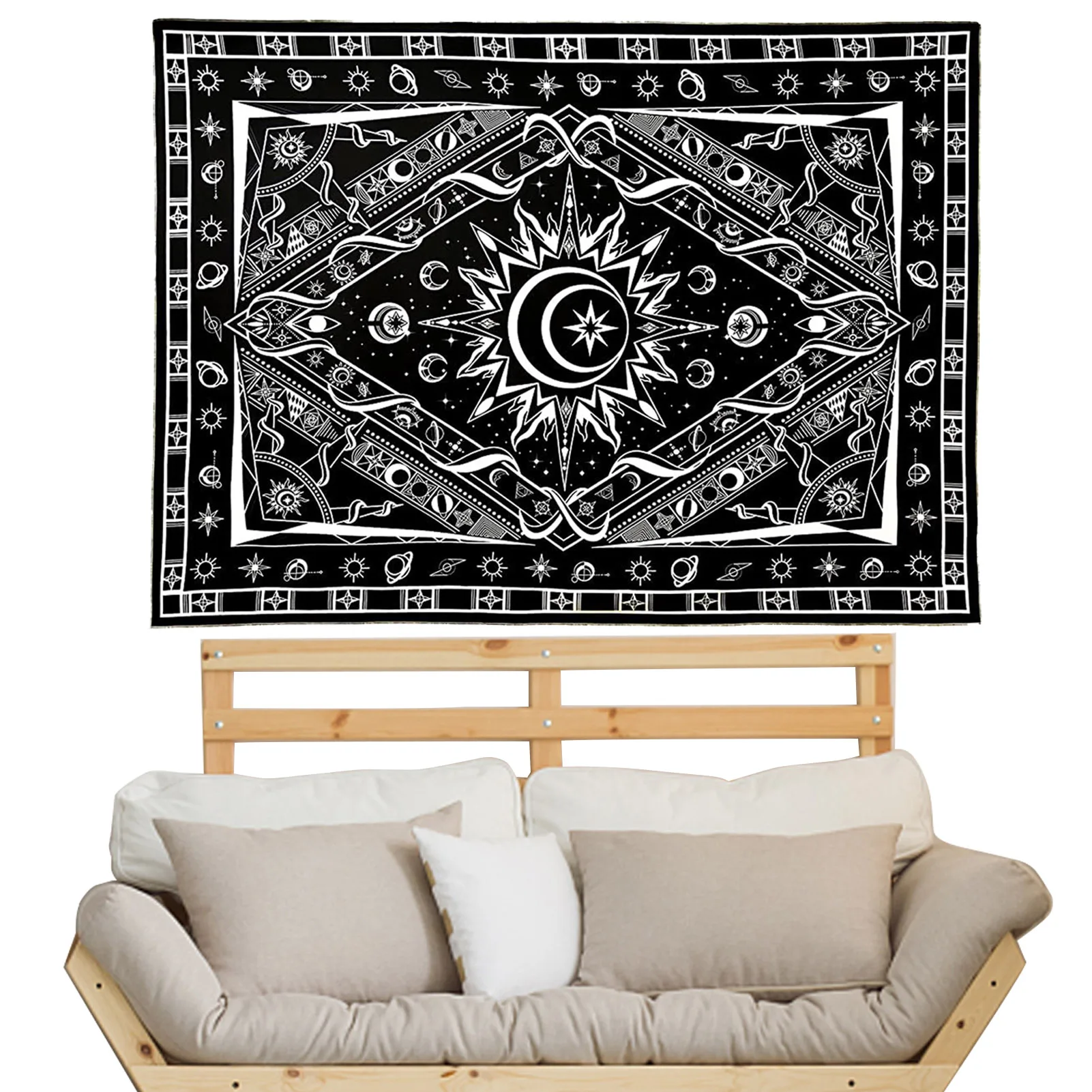 

Sun Moon Mandala Starry Tapestry Psychedelic Sun Wall Hangings Bohemian Hippy Wall Home Dorm Decoration For Ceiling Living Room