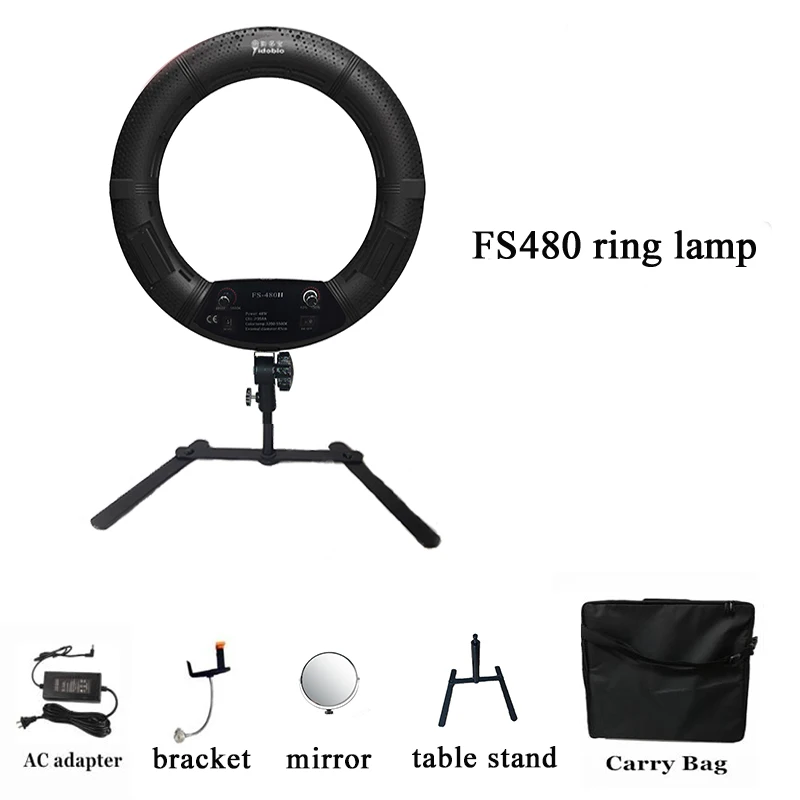 

Yidoblo FS-480II Make-up Selfie Beauty nail skin lamp 18"48W 480 LED Ring Light Photography Dimmable Ring Lamp + table stand