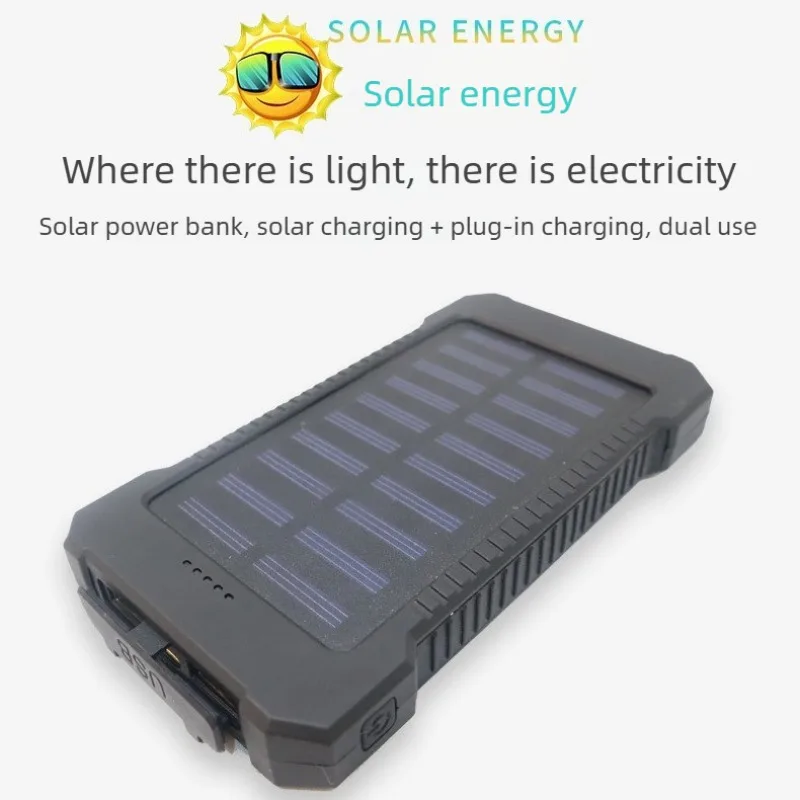 Фото Солнечный Power Bank на 10000/20000 мАч для iPhone, Huawei и Xiaomi: внешний аккумулятор большой емкости для мобильных телефонов №2