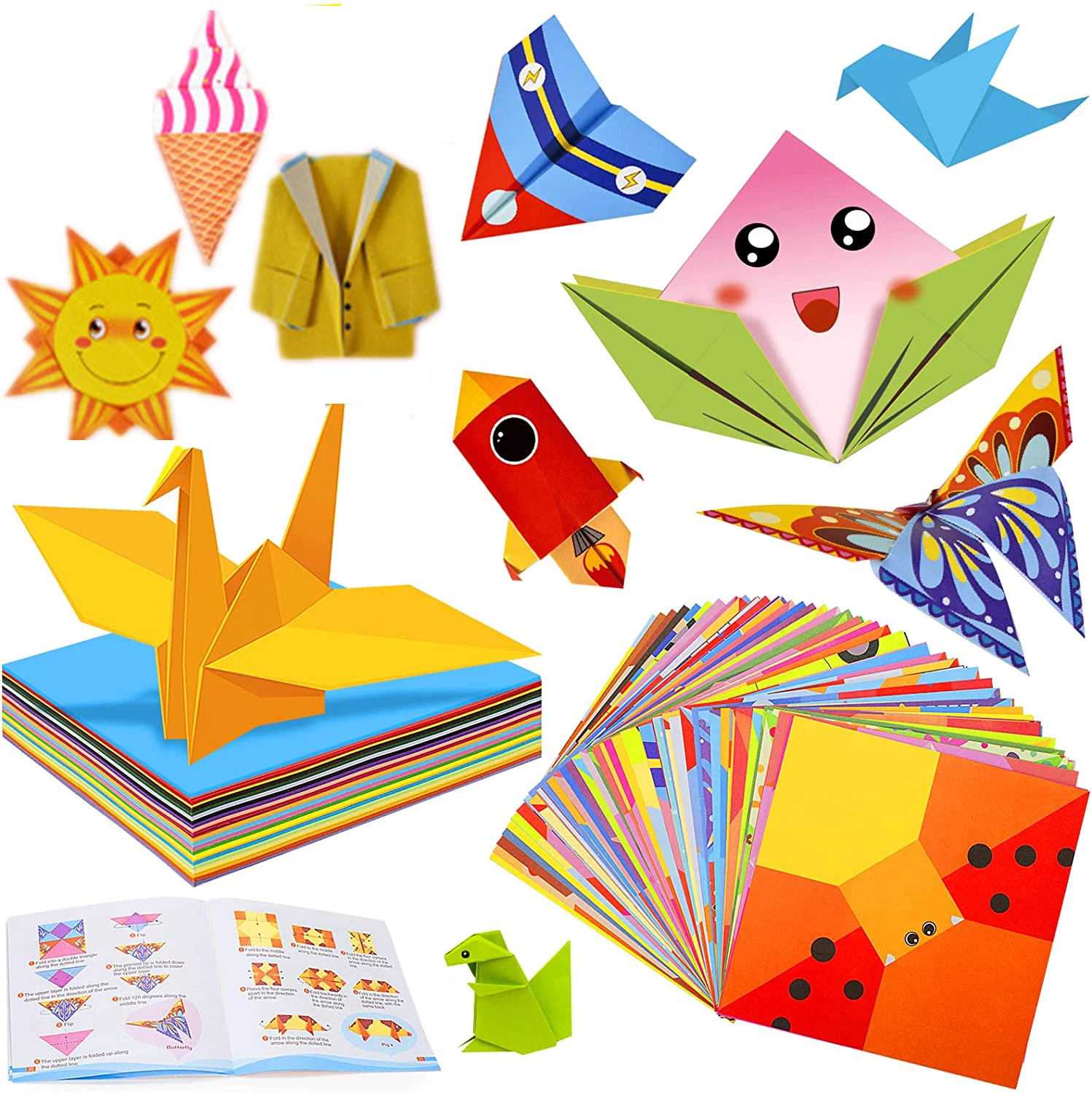 

Craft Origami Paper for Kids 54Sheets Vivid Colorful Folding Papers 27Patterns Art Projects Kit Teen Birthday Educational Toy