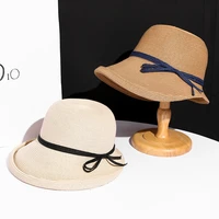 hepburn style straw hat women age reduction face small curly edge sunhat female summer beach hat japan holiday party cap upf50