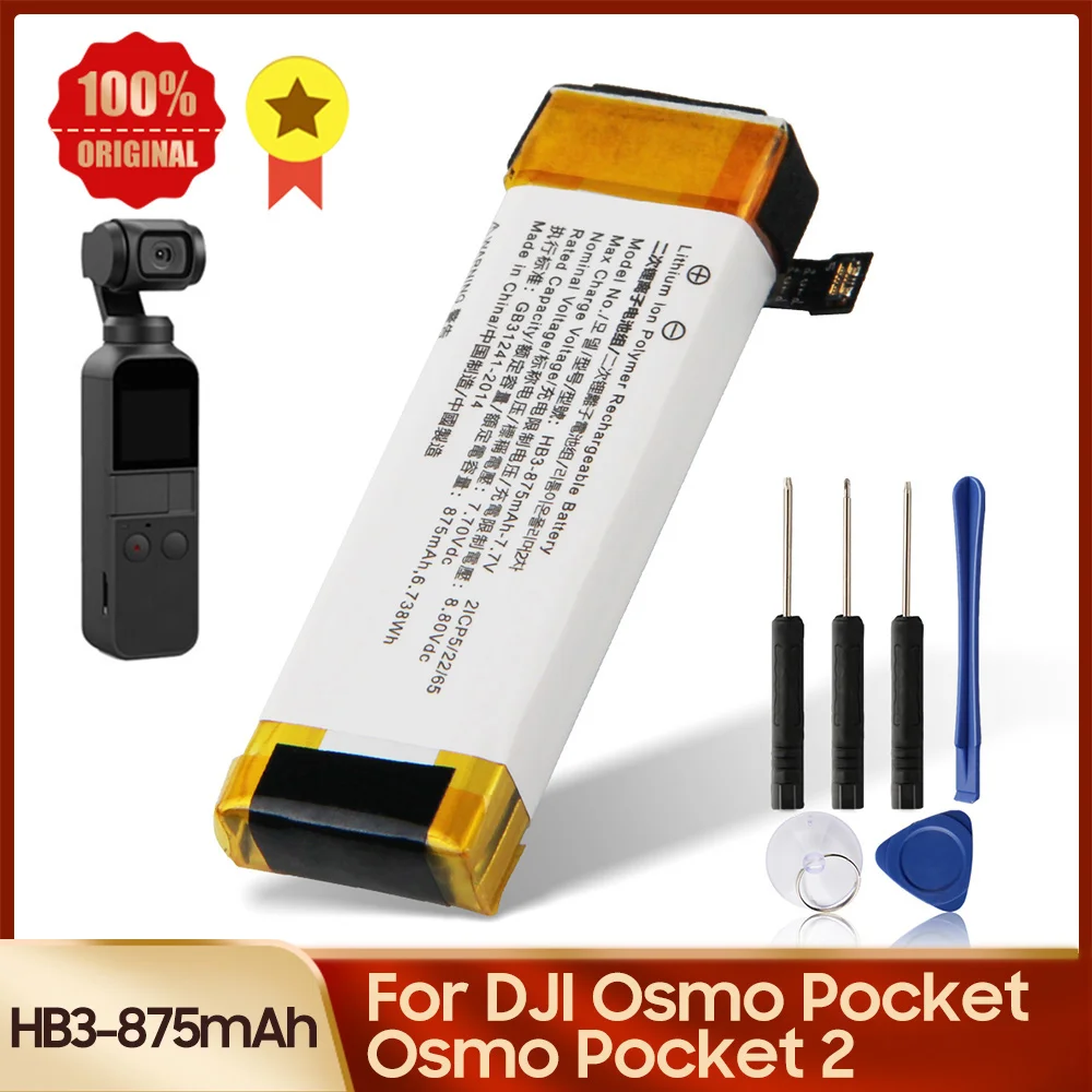 100% Original Battery HB3 for DJI Osmo Pocket Osmo Pocket II Osmo Pocket 2 875mAh Action Camera Battery Replacement Battery