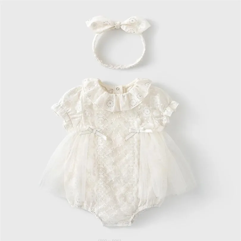 

Детский кружевной комбинезон, с повязкой на голову